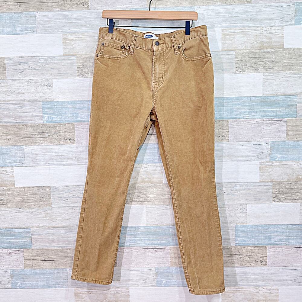 Old Navy Slim Built In Flex Corduroy Pants Khaki Cotton Stretch Mens 34x30